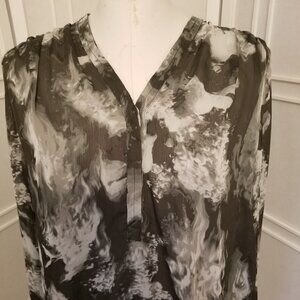 Vera Wang Black, Grey and White Sheer Blouse
